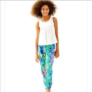 Lilly Pulitzer neon tropical vacation travel jogger pants size girls medium 6/7